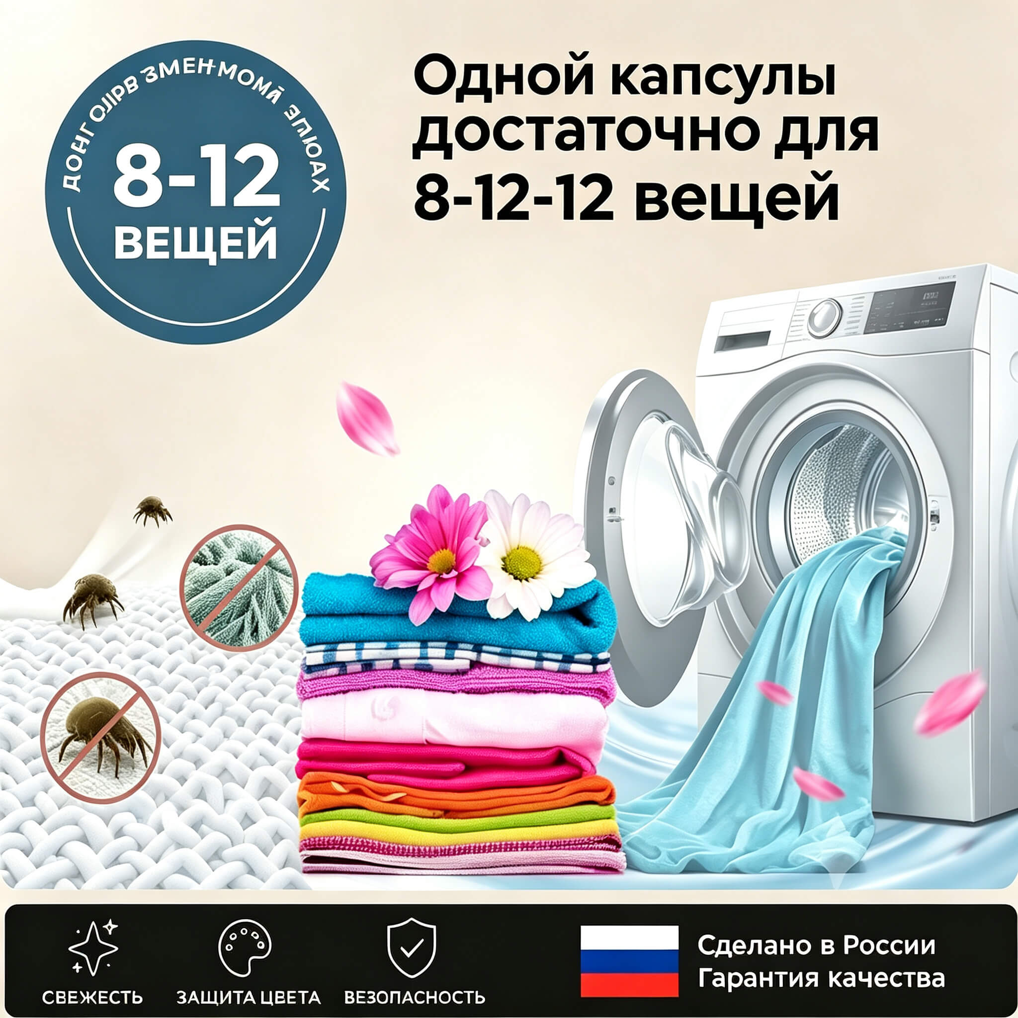 Мешки для стирки 3 шт сетка на молнии + 108 капсул 5 в 1 — фото 6