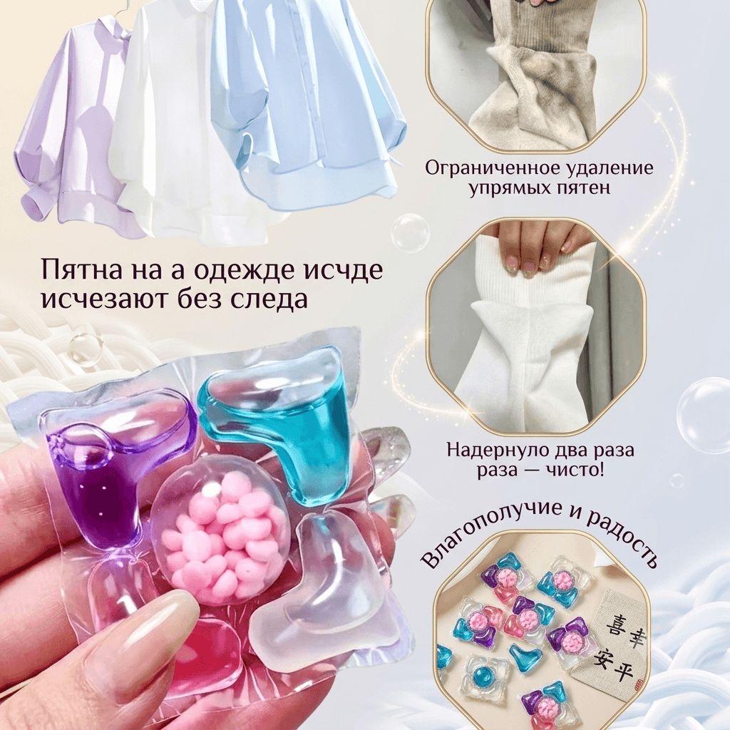 Мешки для стирки 3 шт сетка на молнии + 108 капсул 5 в 1 — фото 3