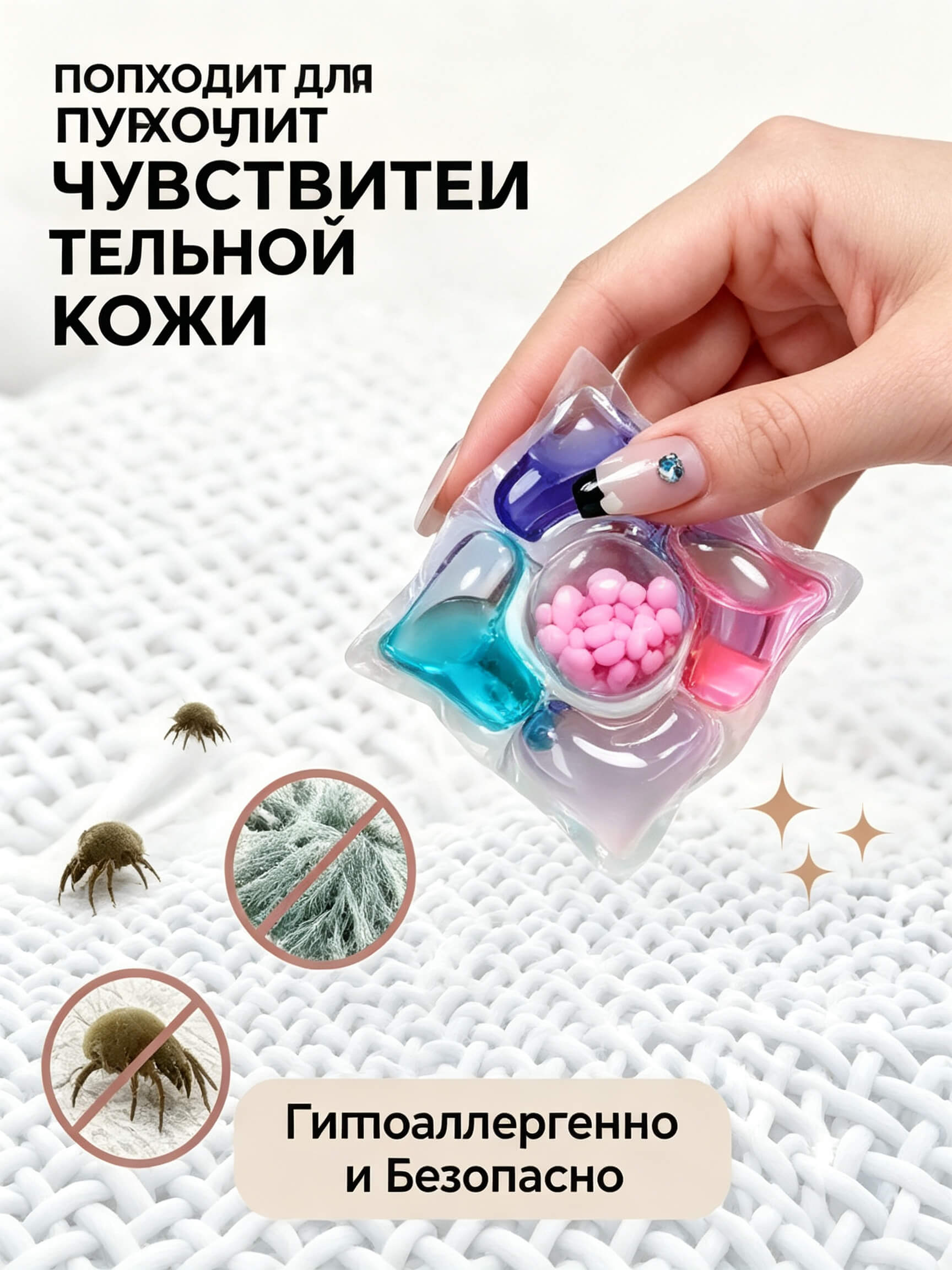 Мешки для стирки 3 шт сетка на молнии + 108 капсул 5 в 1 — фото 5