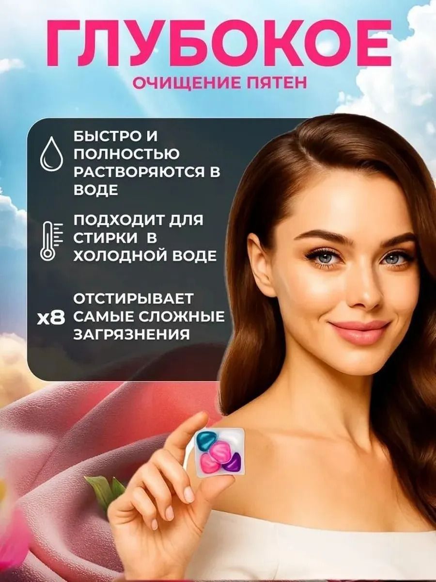 50 капсул для стирки, капсулы пять в одном с длительным ароматом и мощным… — фото 3